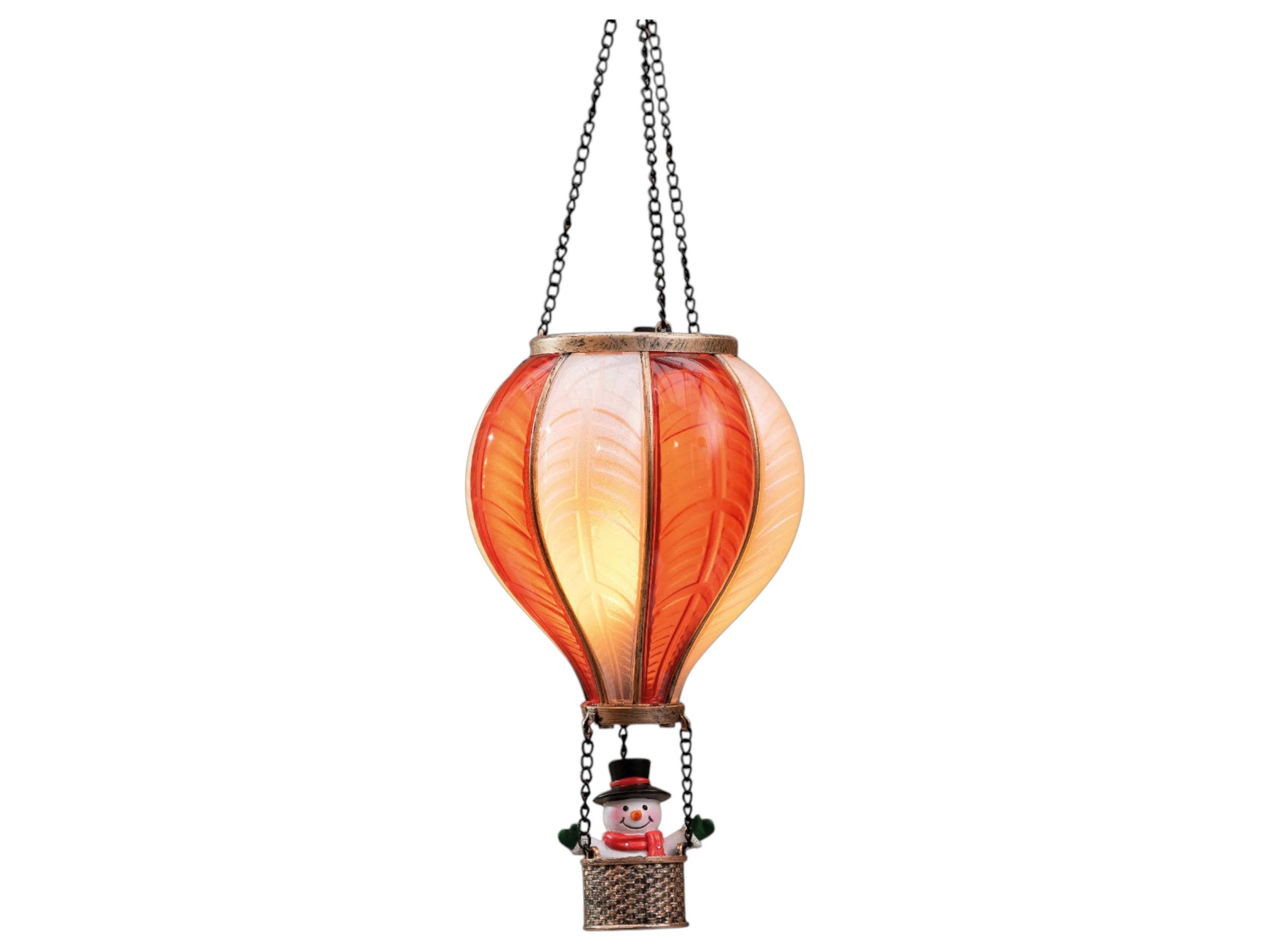 Coen Bakker Deco BV LED-Hängeleuchte Hot Air Ballon, Ein-/Ausschalter, LED, amber, Heißluftballon Schneemann Flammeneffekt Batterie 15x25cm