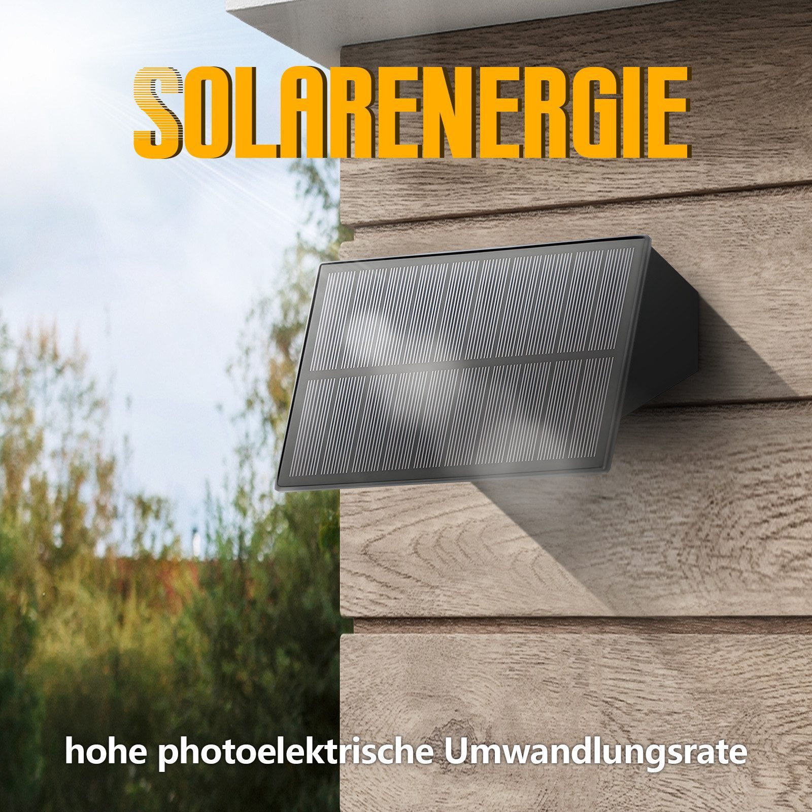 Nettlife LED Außen-Wandleuchte Solar 2ER Up Down Aussenbeleuchtung Kabellos 3000K, LED fest integriert, Warmweiß, Solar Aussenleuchte für Wand Zaun Terrasse Balkon