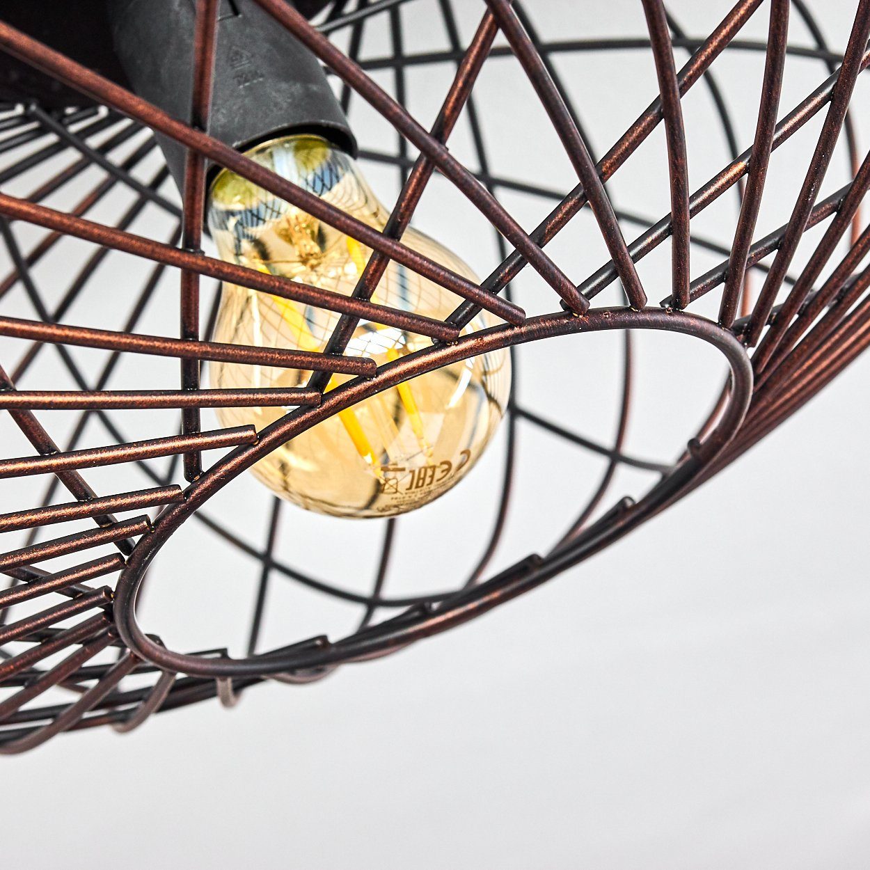 der ohne u. »Pieris« Lichteffekt Gitter Deckenlampe Leuchte an Decke Metall E27, m. Leuchtmittel, Schwarz/Kupfer, in hofstein aus Deckenleuchte