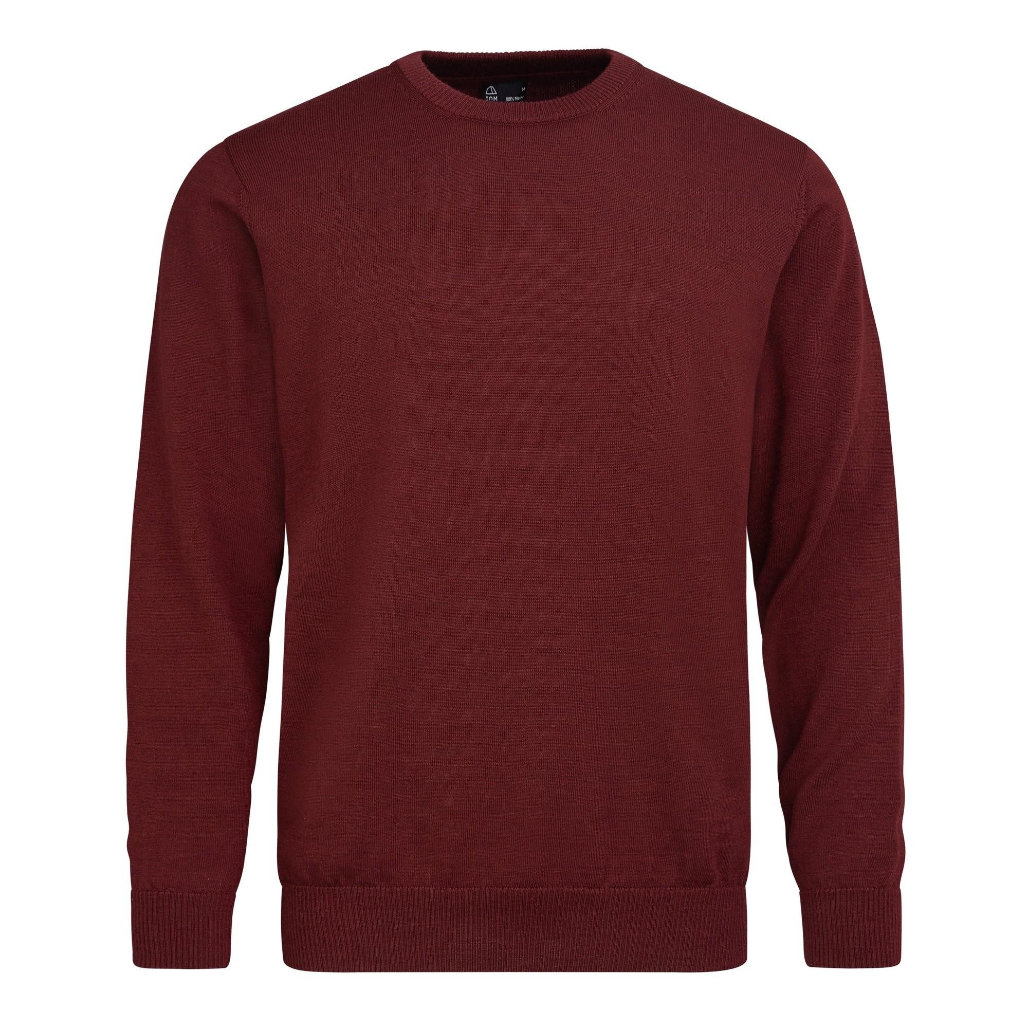 Tom Fyfe Rundhalspullover TOM FYFE Merino Rundhals-Pullover Herren Bordeaux / M