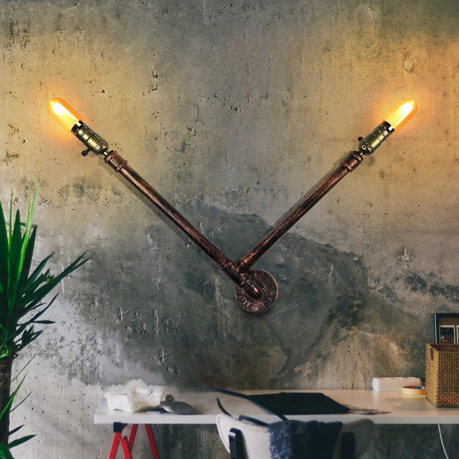 Wandleuchte Deko-Retro wechselbar, Wandlampe für Wand, Wandlampe LED Innen Vintage Lampe ZMH Wandleuchte