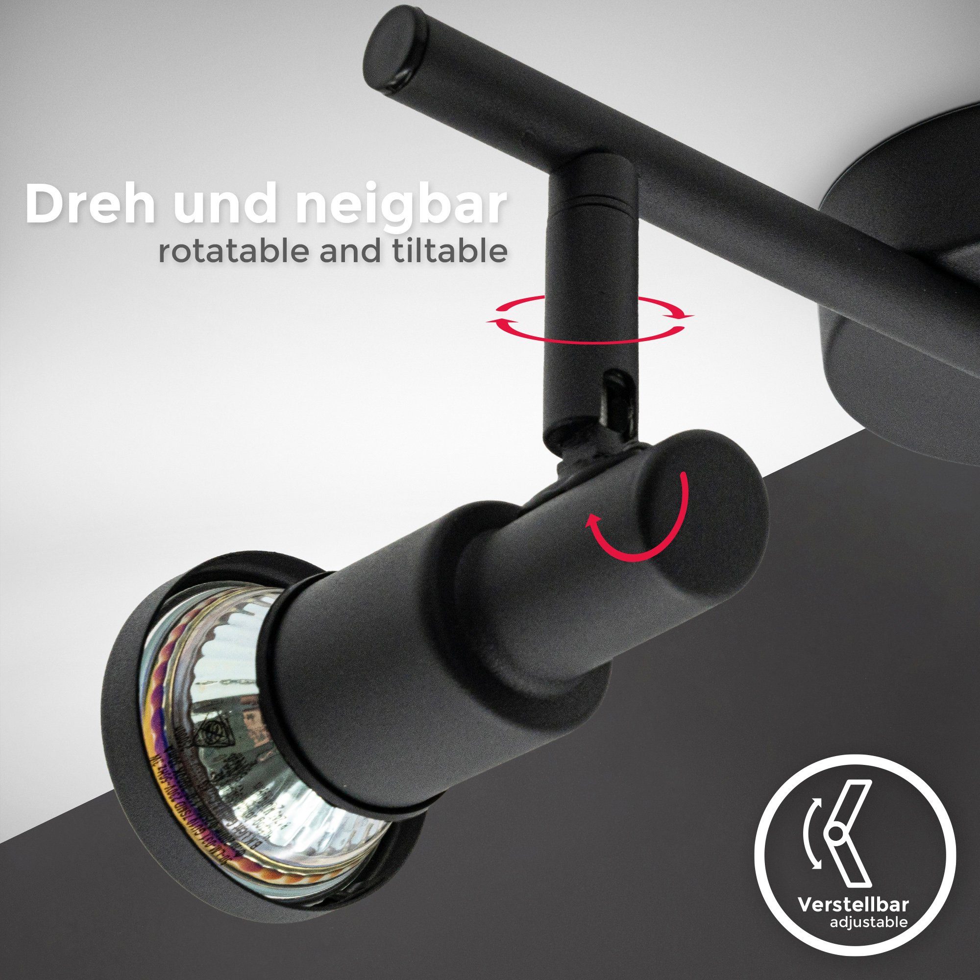 wechselbar, Warmweißes BK_DS1549 400 B.K.Licht 3000K Badezimmerleuchtemit Bad-Deckenleuchte, inkl. Deckenspots Warmweiß, 5W, IP44-Spritzwasserschutz, LED Leuchtmittel, Lm, Licht, LED