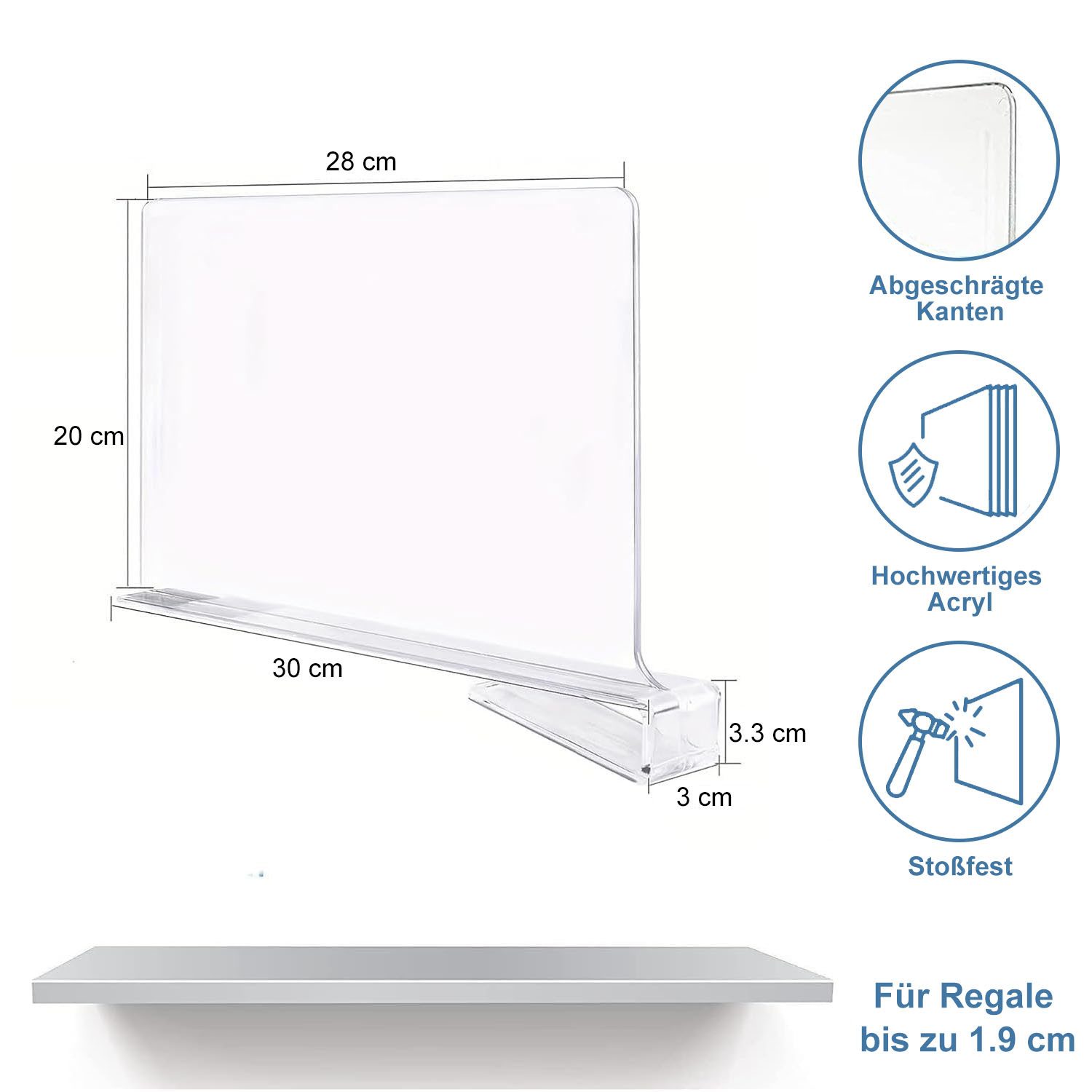 Refined Living Organizer 8 Stück Transparente Acryl-regaltrenner 30 x 20 cm günstig online kaufen