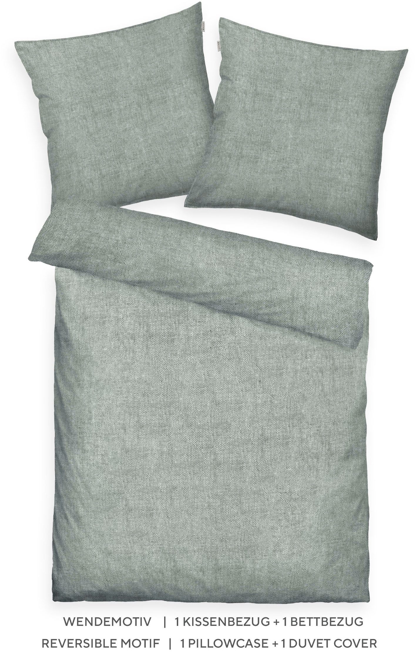 TOM TAILOR HOME Bettwäsche WOVEN MELANGE in Gr. 135x200cm oder 155x220cm, Flanell, 2 teilig, new bedroom, Doppelnaht am Kissen, gewebtes Label
