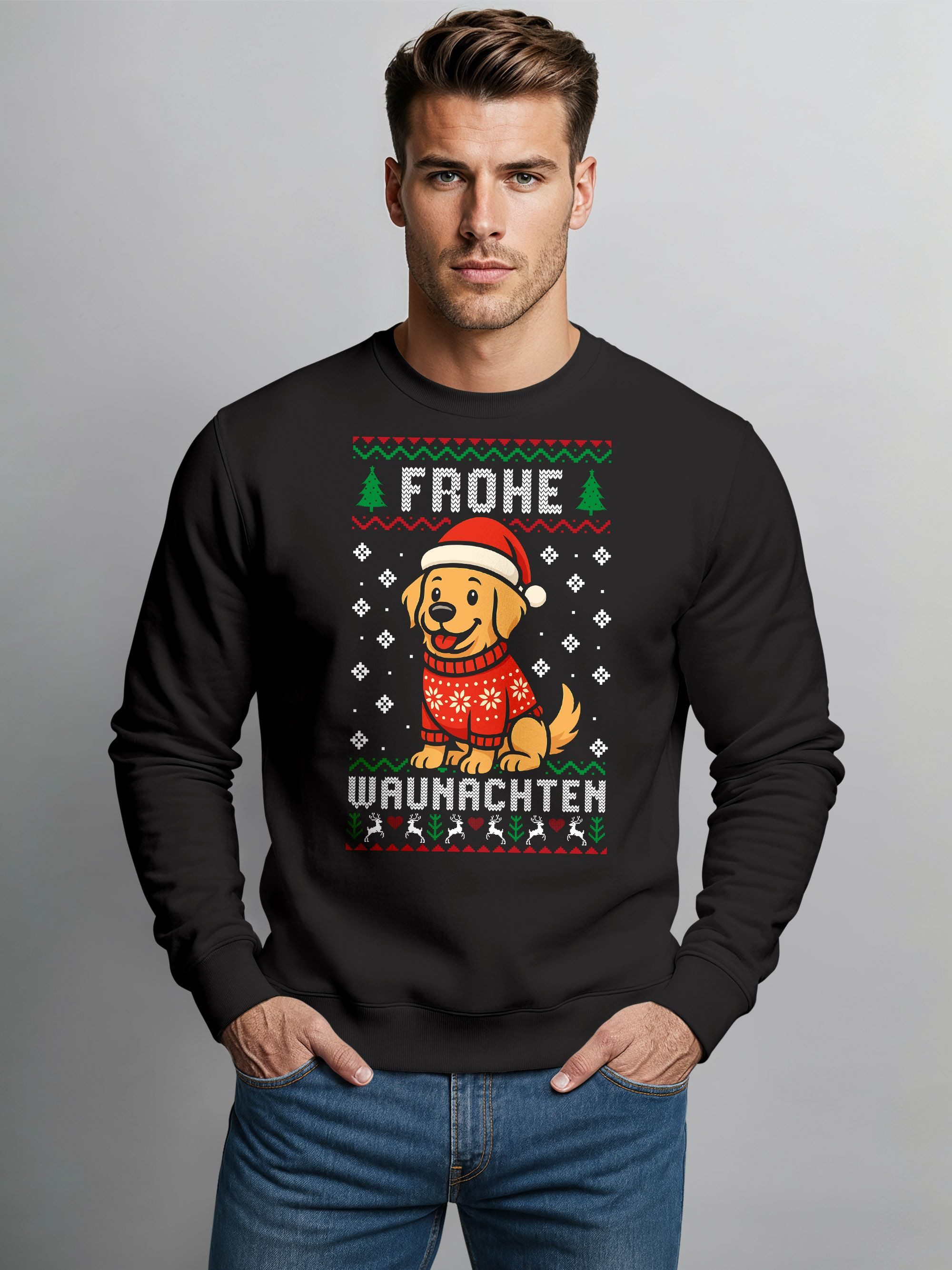 MoonWorks Sweatshirt Herren Weihnachtssweatshirt Hund Weihnachtsmotiv Ugly günstig online kaufen