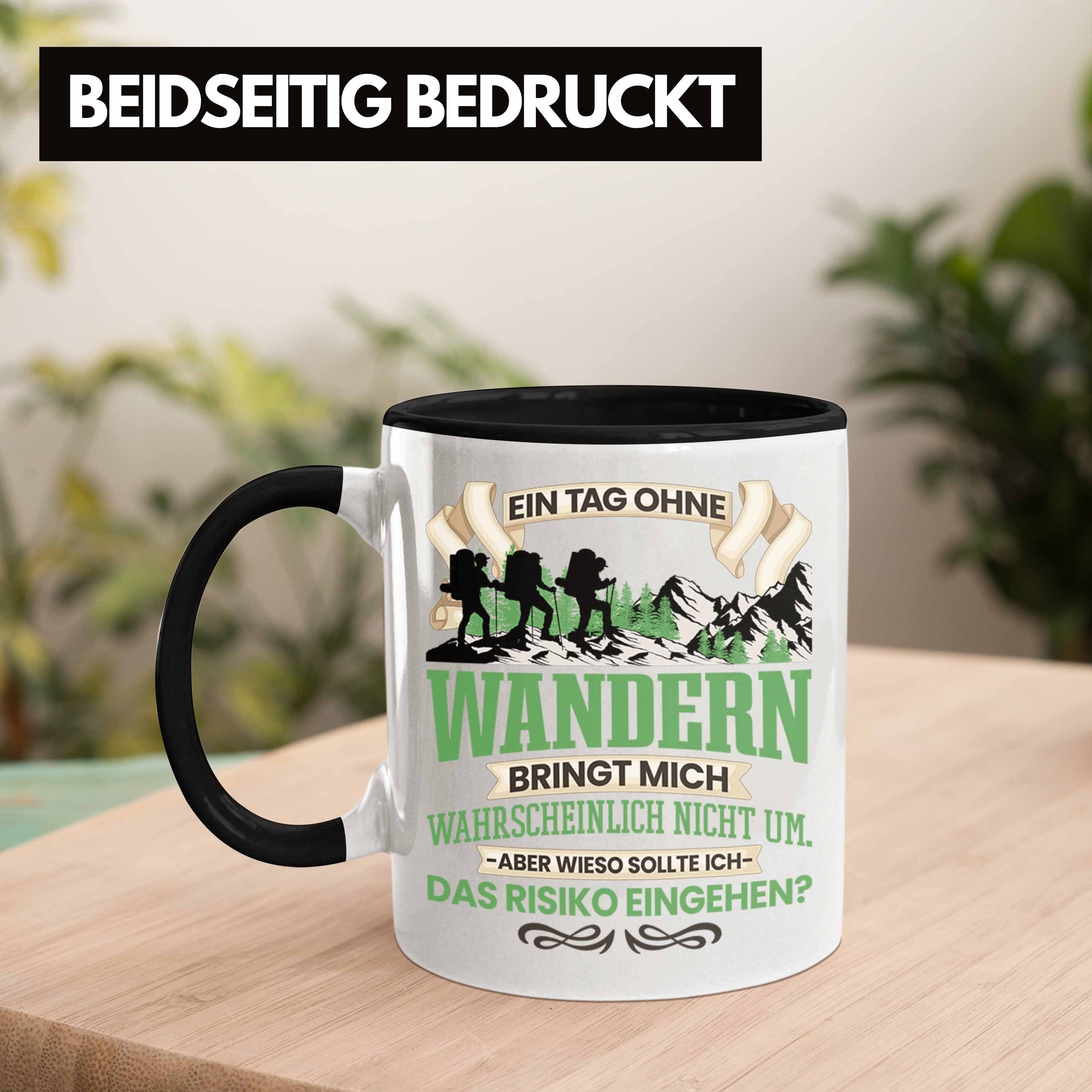 - Trendation Schwarz Tasse Trendation Lustiger Wanderer Wandern Berge Geschenk für Spruch Tasse