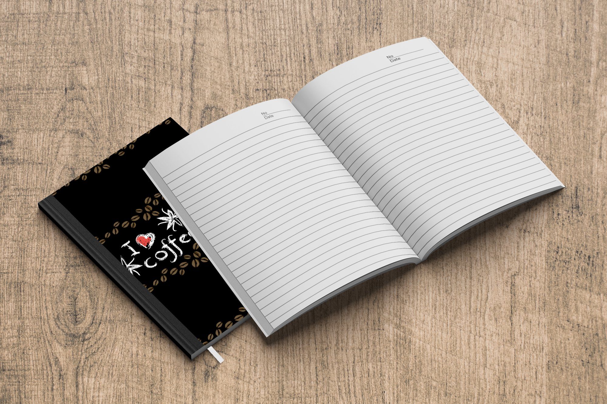 Journal, - Seiten, Notizheft, Liebe, Tagebuch, Muster Kaffee - 98 Merkzettel, Haushaltsbuch Notizbuch MuchoWow A5,