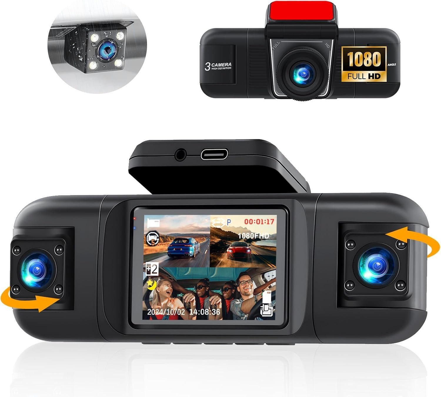 4-Kanal Full HD Auto-Kamera Nachtsicht + Parkassist 24h Schutz Dashcam