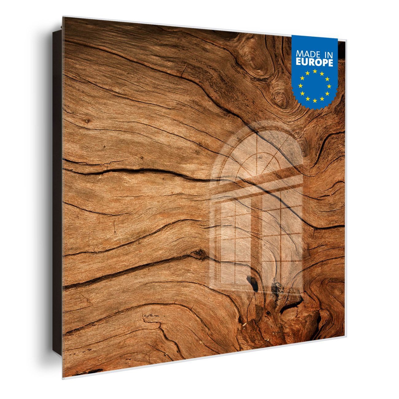 banjado Schlüsselkasten aus Glas mit Motiv Trockenes Holz (Stahl Gehäuse, mit 50 Haken, beschreibbar & magnetisch), 30 x 30 x 5 cm