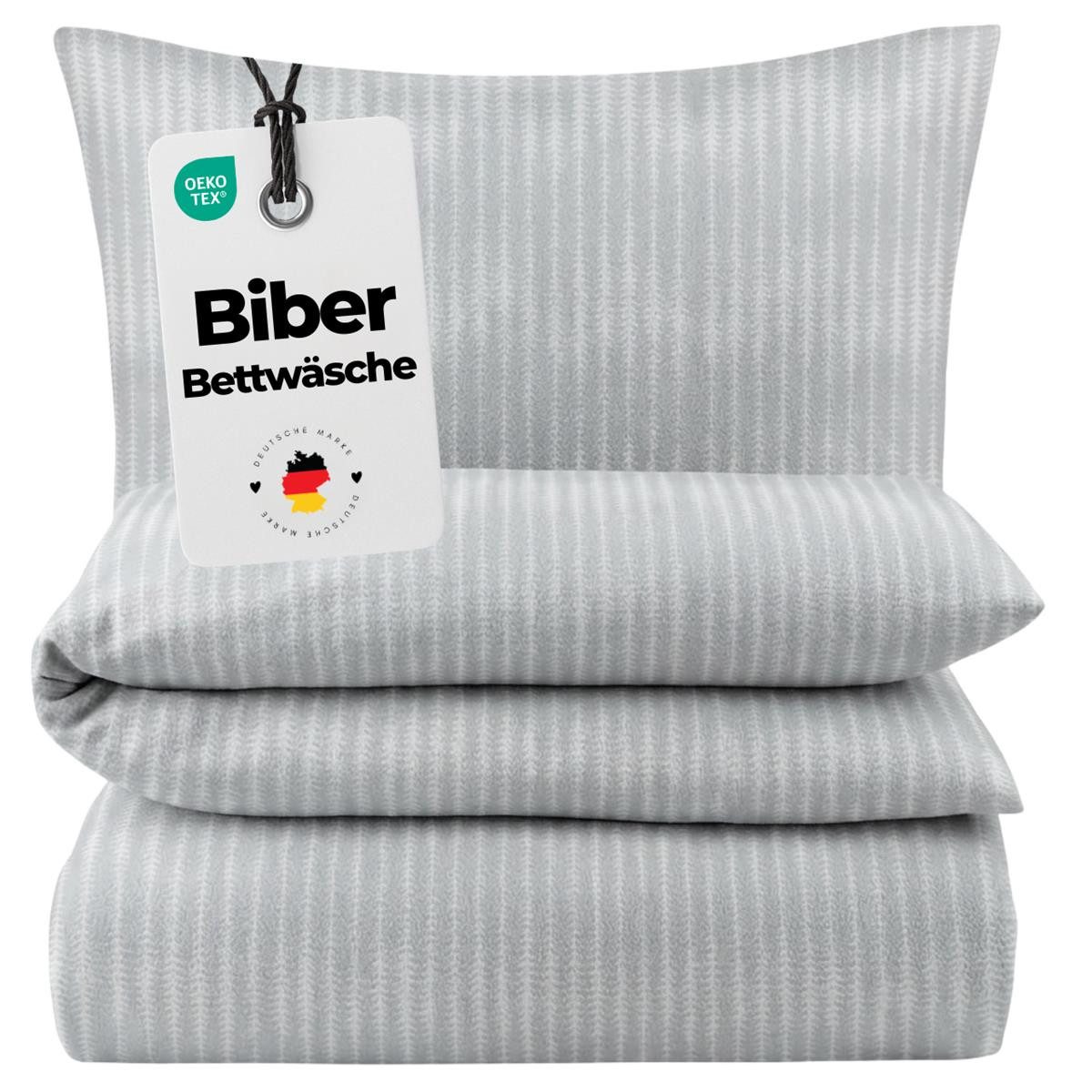 Carpe Sonno Bettwäsche Biber Warme Bettwäsche Winter Flanell Streifen Baumwolle 135 x 200, Biber, 2 teilig, Kuschelige Biberbettwäsche - Feinbiber - Reißverschluss - 135x200 cm