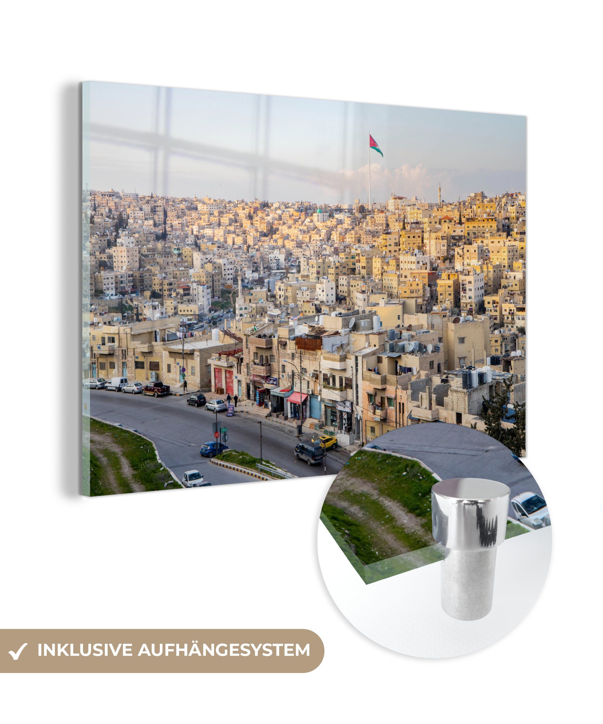 MuchoWow Acrylglasbild Stadt in Jordanien, (1 St), Acrylglasbilder Wohnzimmer & Schlafzimmer