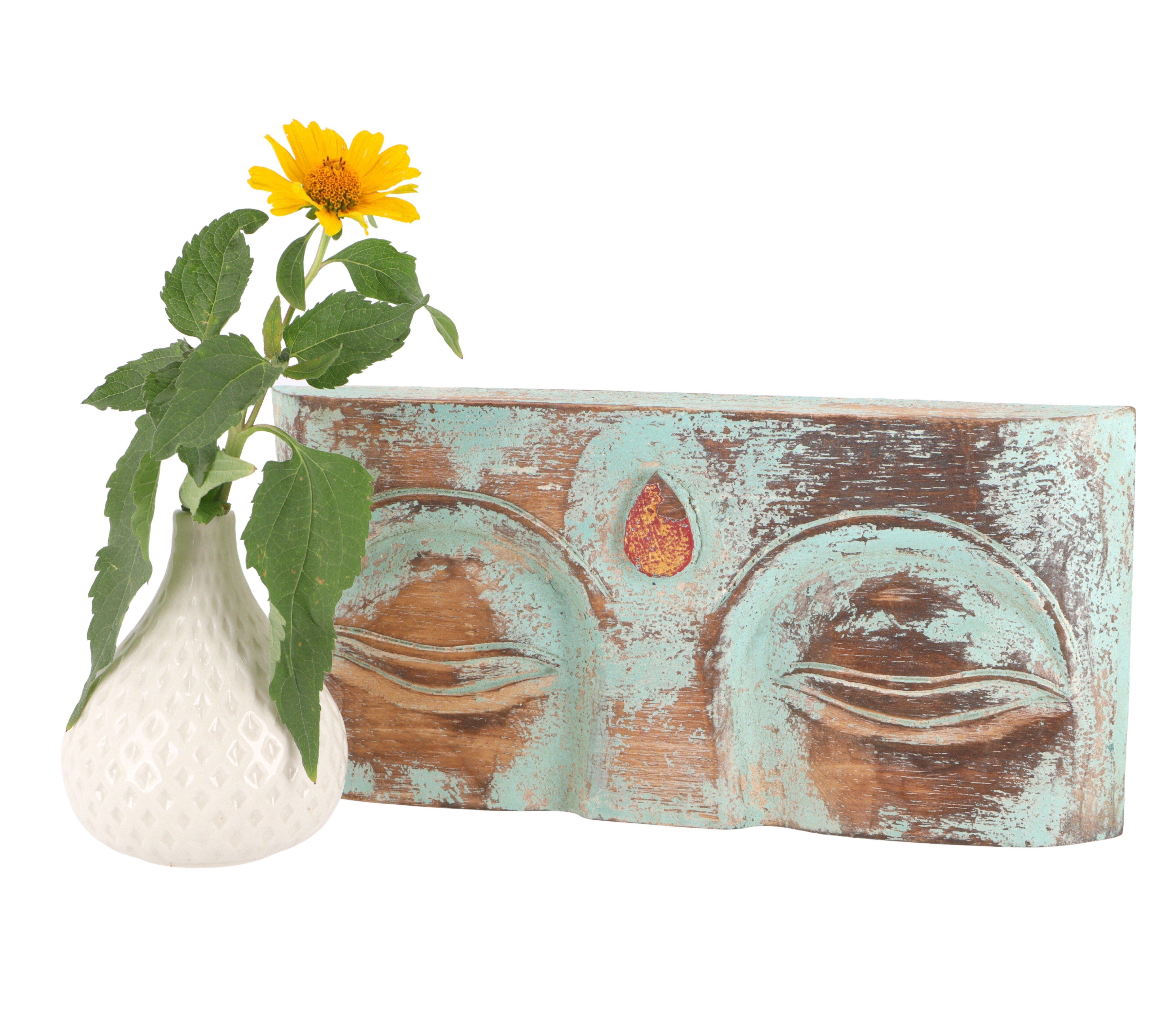 Guru-Shop Buddhafigur Geschnitzte Buddha Maske, Wanddekoration,..