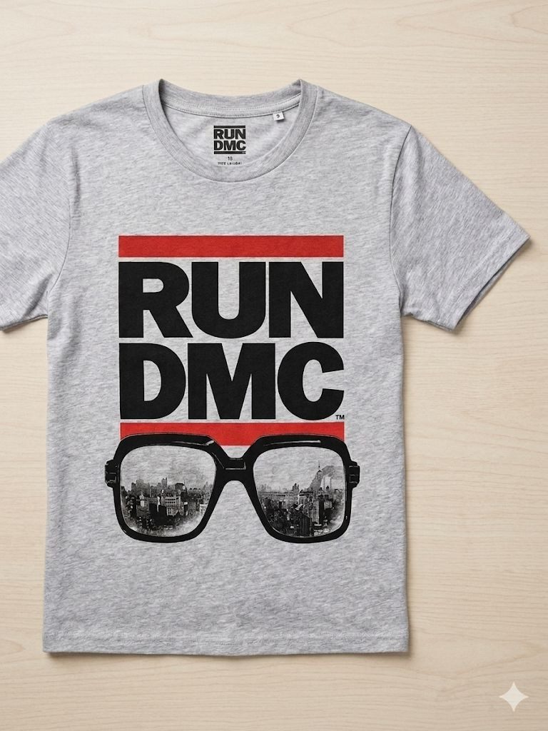 coole-fun-t-shirts Print-Shirt Run-DMC T-Shirt Hellgrau Meliert Official Rock Off S–2XL RUN DMC Festival Shirt Bandshirts Concert