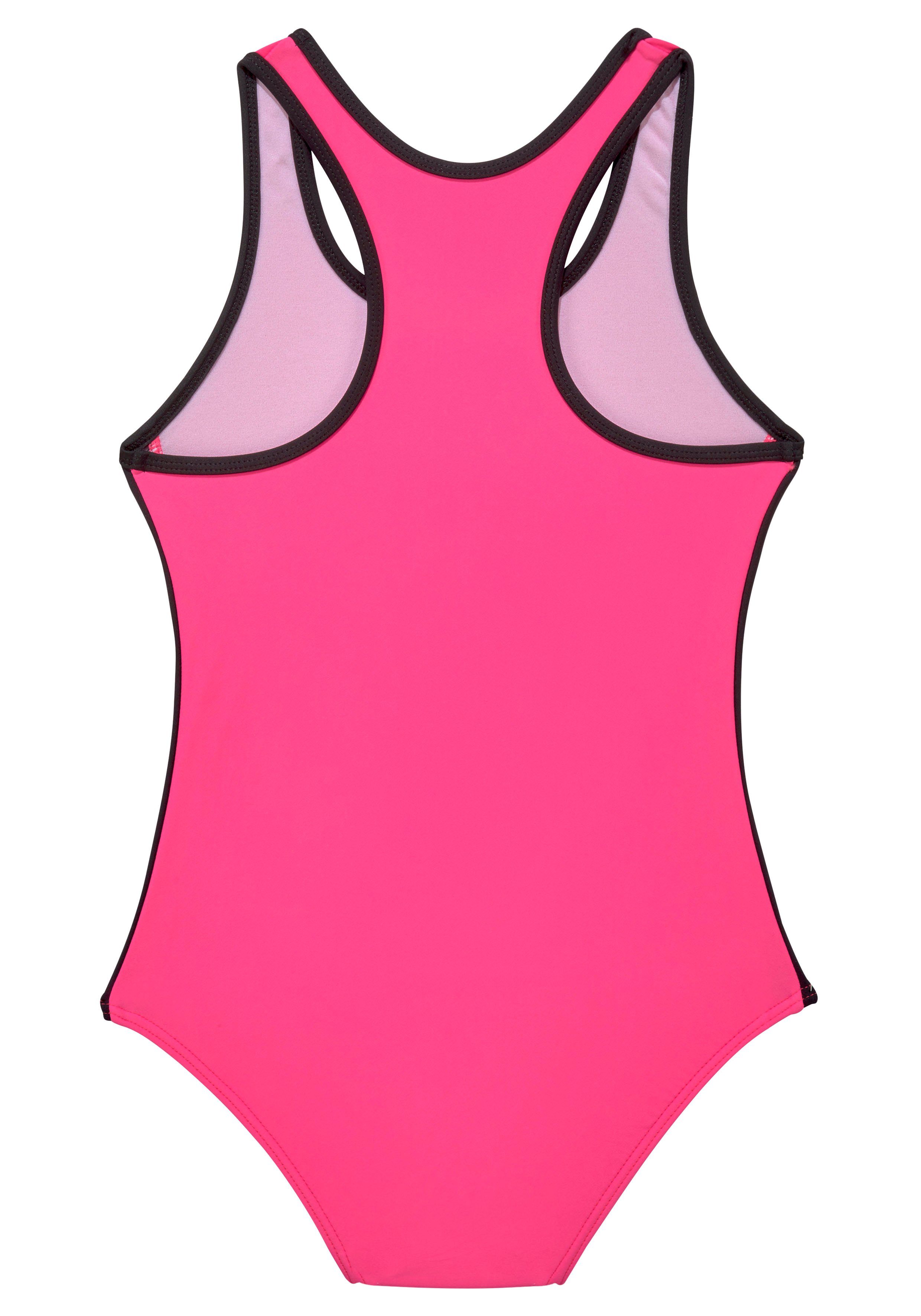 Bench. Badeanzug pink-schwarz Logoprint mit