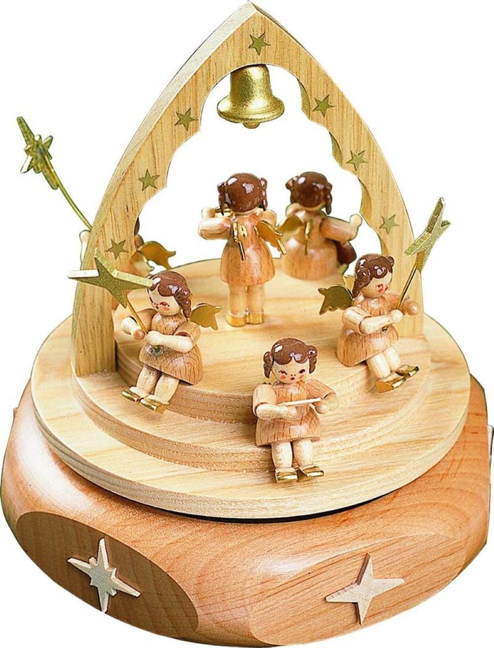 Richard Glaesser Spieluhr Engelkonzert, Höhe 15cm, Handwerkskunst original Erzgebirge