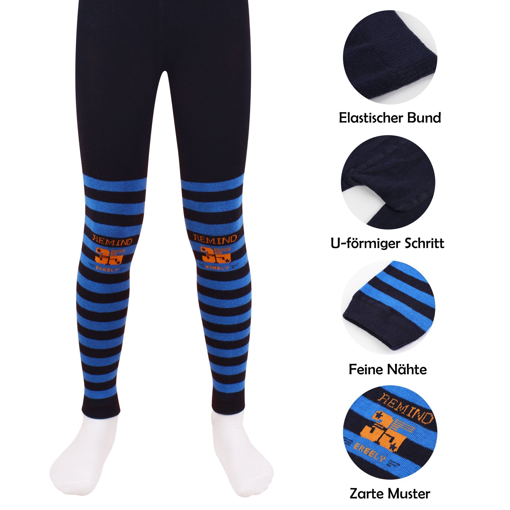 L&K-II Leggings 2773 (5er-Pack) Jungen Leggings ohne Füße Knöchellang aus Baumwolle