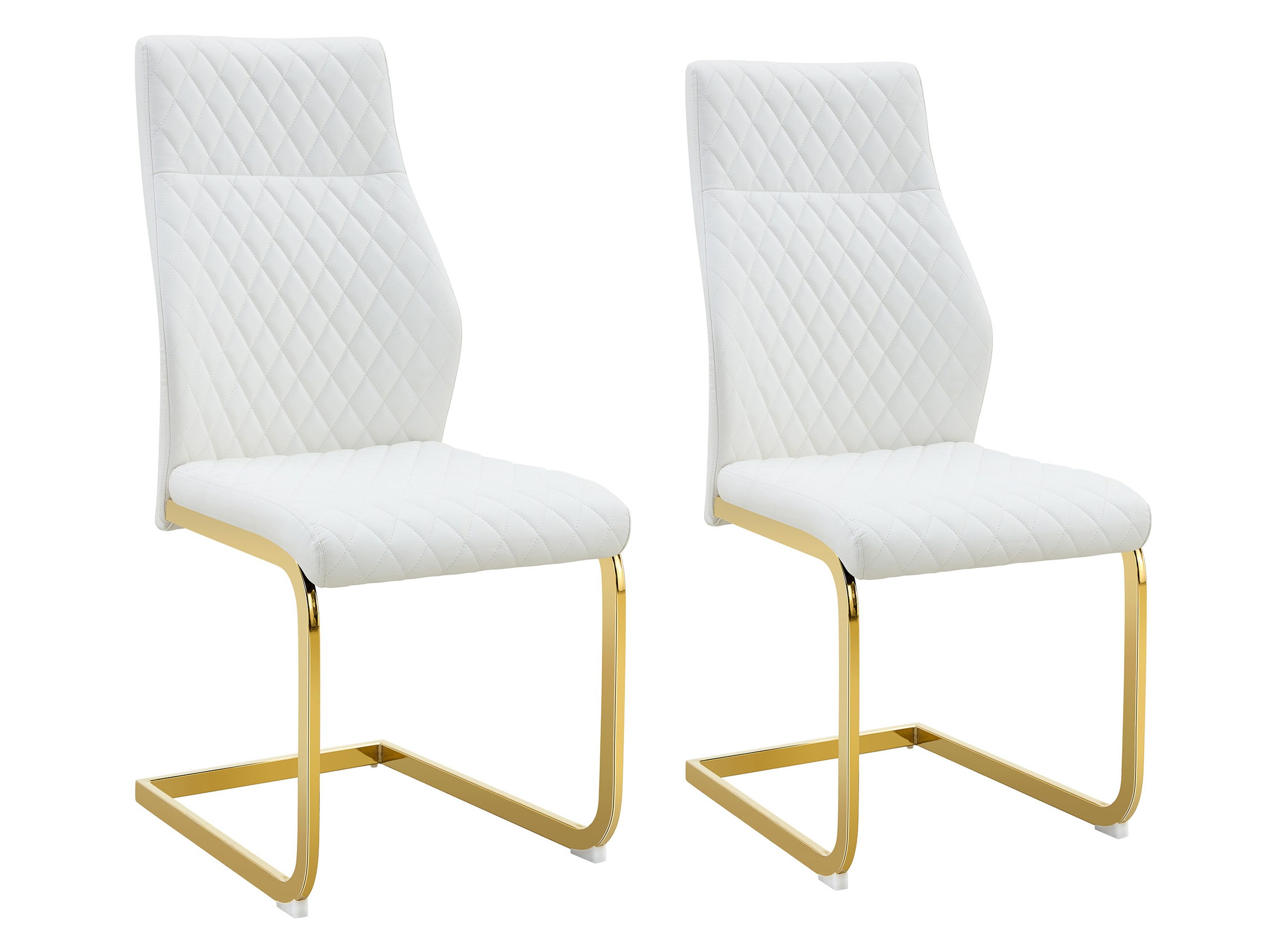 SeedWave Freischwinger 2er Set Esszimmerstuhl aus PU-Leder, Hohe Rückenlehne mit Rautenstepp, Metallgestell Küchenstühle, 5cm dicker Schaumstoff gefüllt