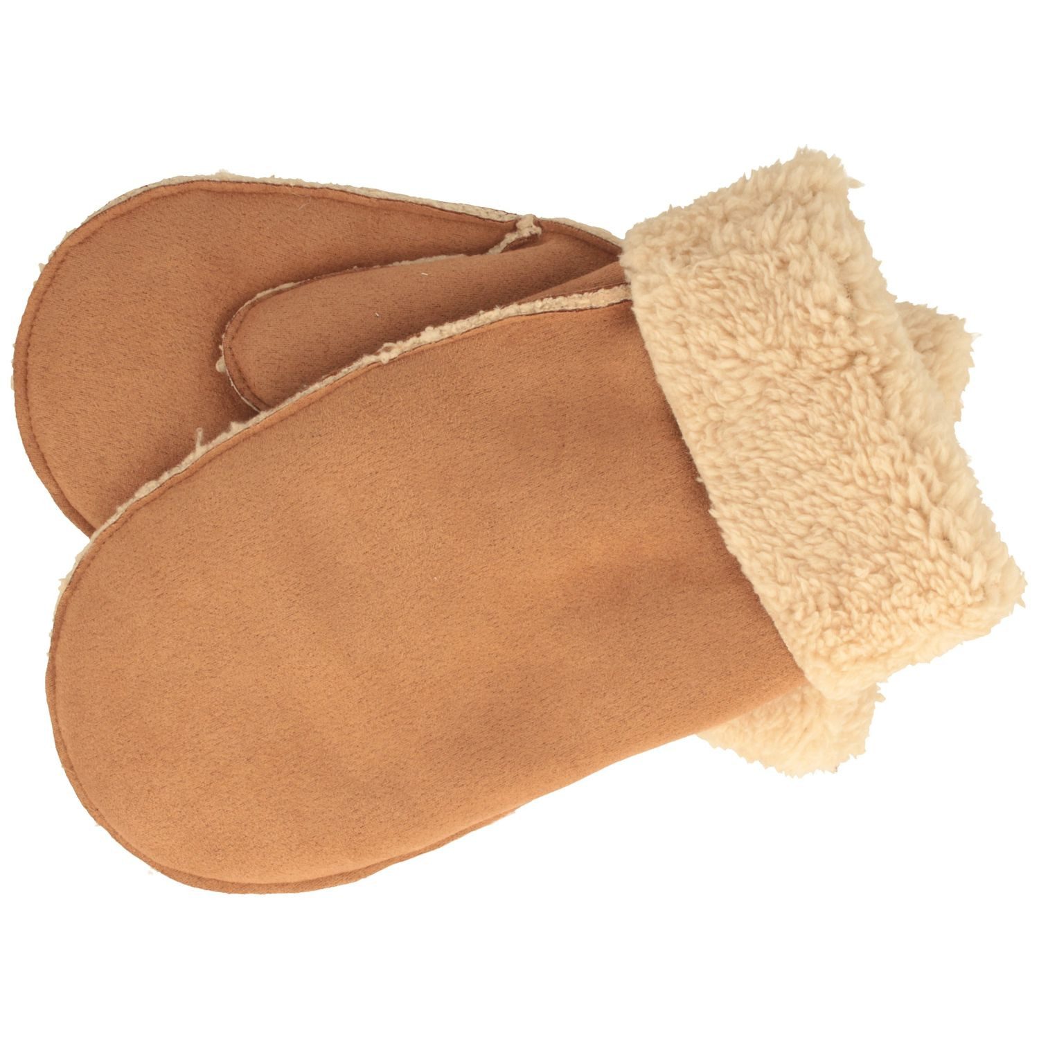 Breiter Lederhandschuhe Veganer Lammfell-Imitat Fäustlinge günstig online kaufen