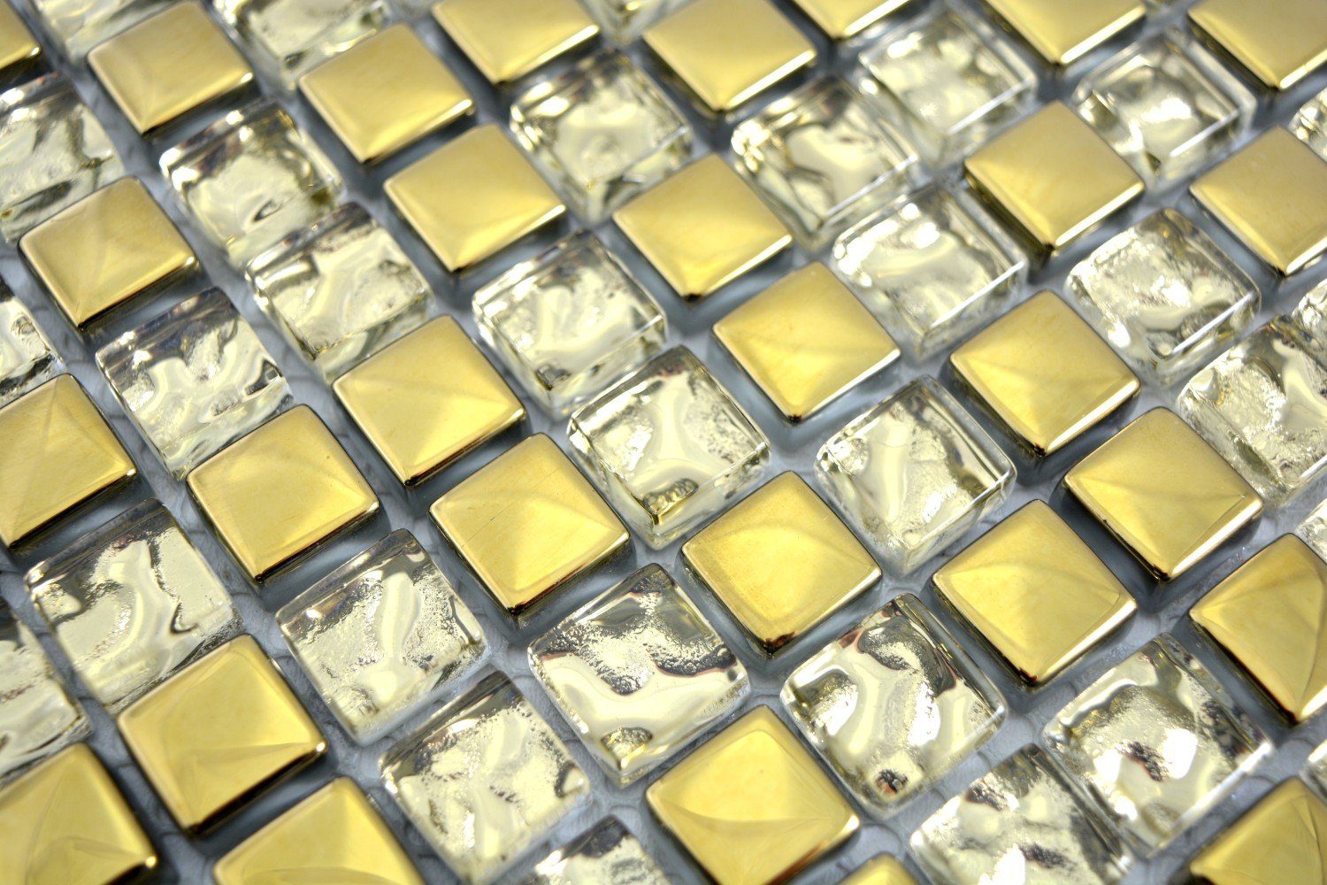 Mosani Mosaikfliesen Glasmosaik 10 Matten Crystal Mosaikfliesen gold / glänzend
