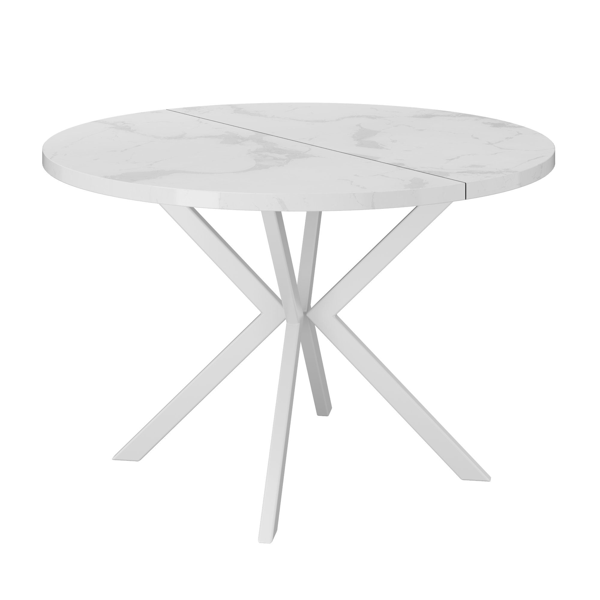 Polini Home Esstisch und weiß stoß- BAARN kratzfest, Tischplatte, Marmor/weiß, laminierte marmoroptik hitzebeständig, Esstisch 100/180 ausziehbar extra
