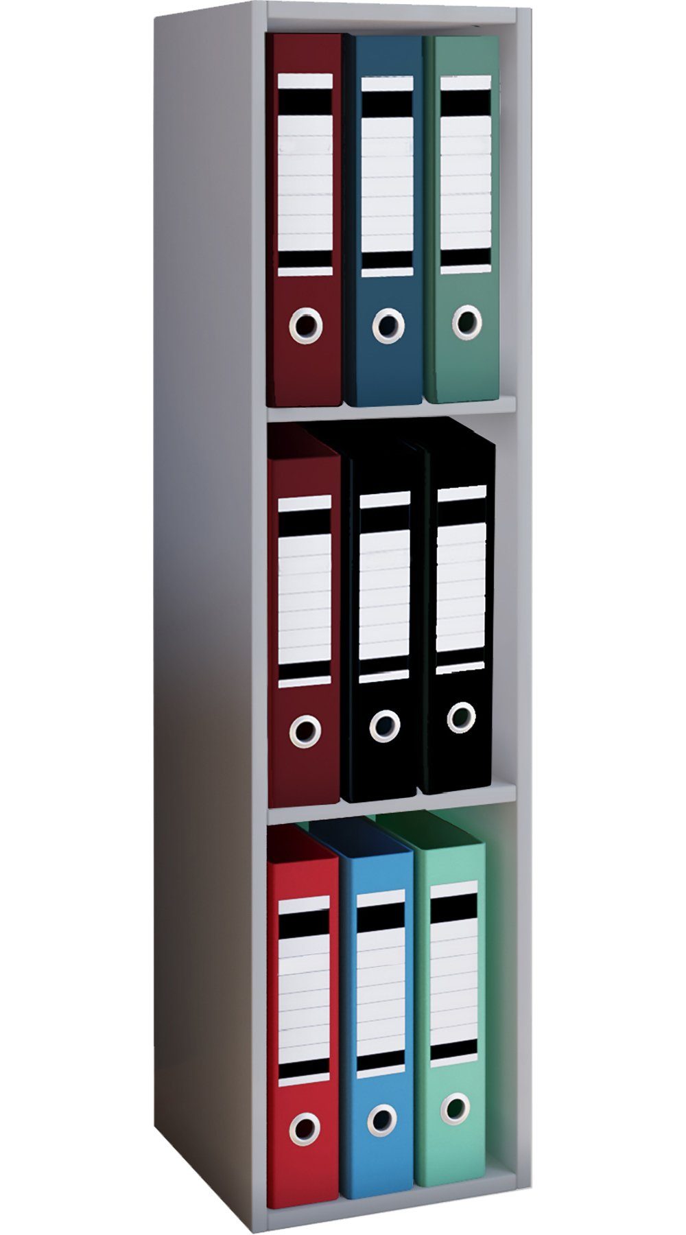 VCM Standregal Offas B. 34 x T. 30 x H. 107 cm, Offener Stauraum für Ordner, Akten und Bücher, 3 Fächer, Holzwerkstoff