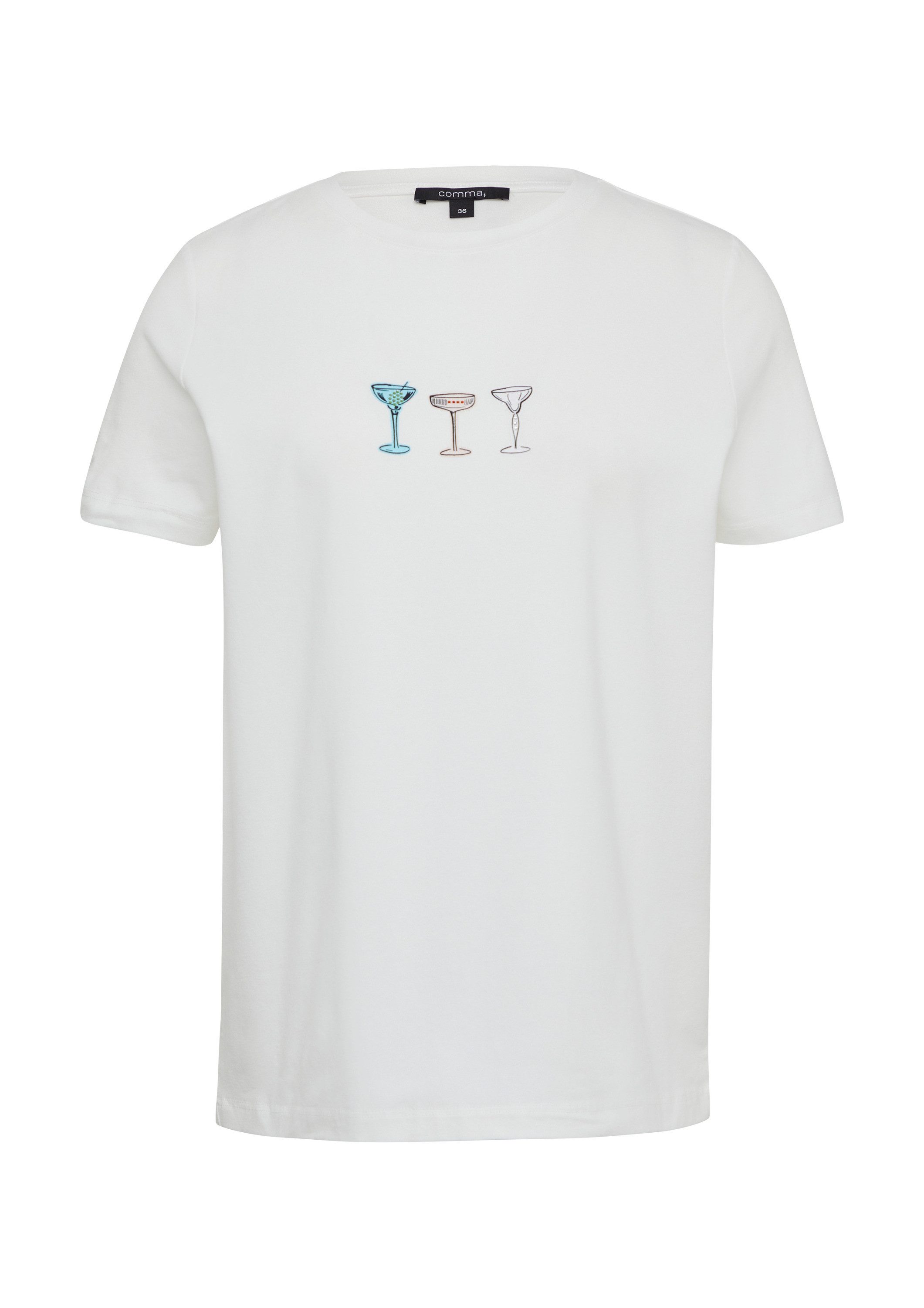 comma Kurzarmshirt T-Shirt Jersey-T-Shirt aus Baumwollmix günstig online kaufen