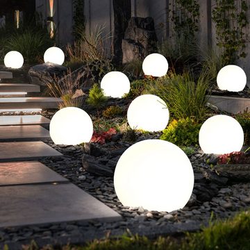 etc-shop LED Gartenleuchte, LED-Leuchtmittel fest verbaut, 9er Set LED Solar Kugel Lampen Garten Weg Beleuchtung Außen Erdspieß