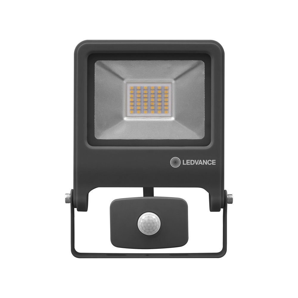 Ledvance LED Flutlichtstrahler Endura warmw, IP44 3000K Warmweiß Bewegungsmelder, 30W dunkelgrau