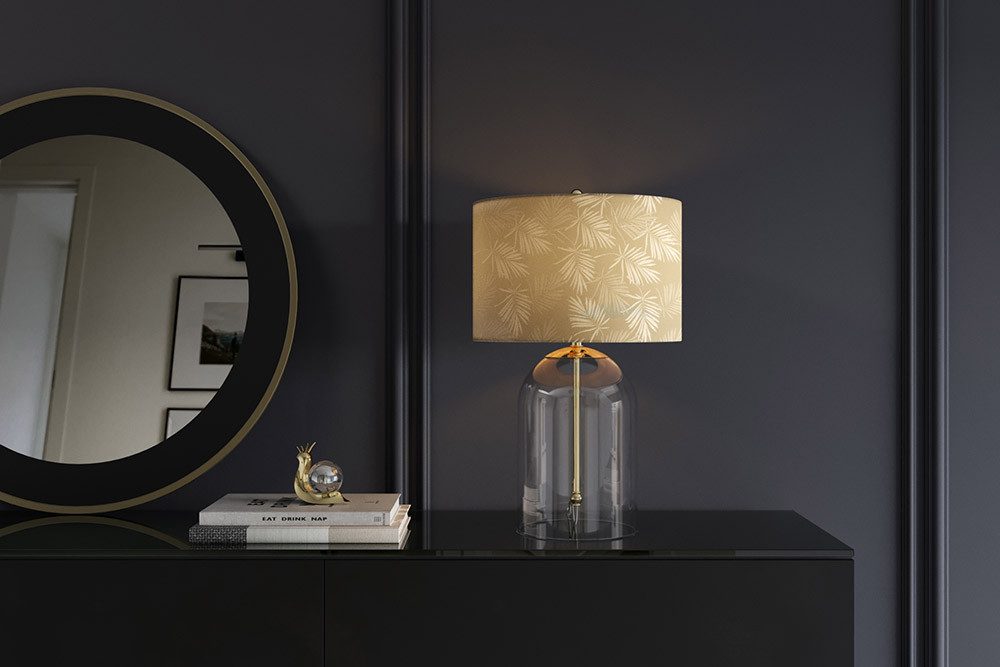 riess-ambiente Tischleuchte CLASSICO 50cm transparent/weiß/gold – Leinensch günstig online kaufen