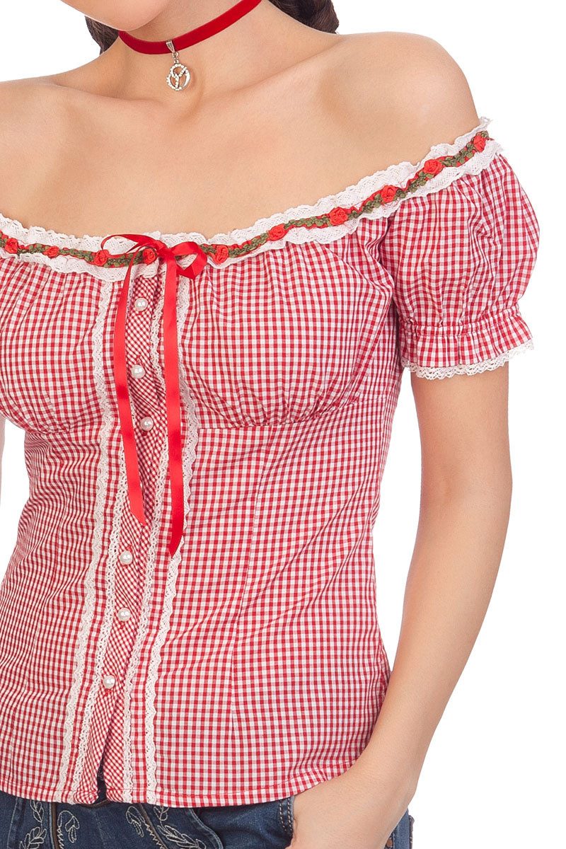 Krüger Madl Trachtenbluse Trachtenbluse - ZOE - rot, rosa günstig online kaufen