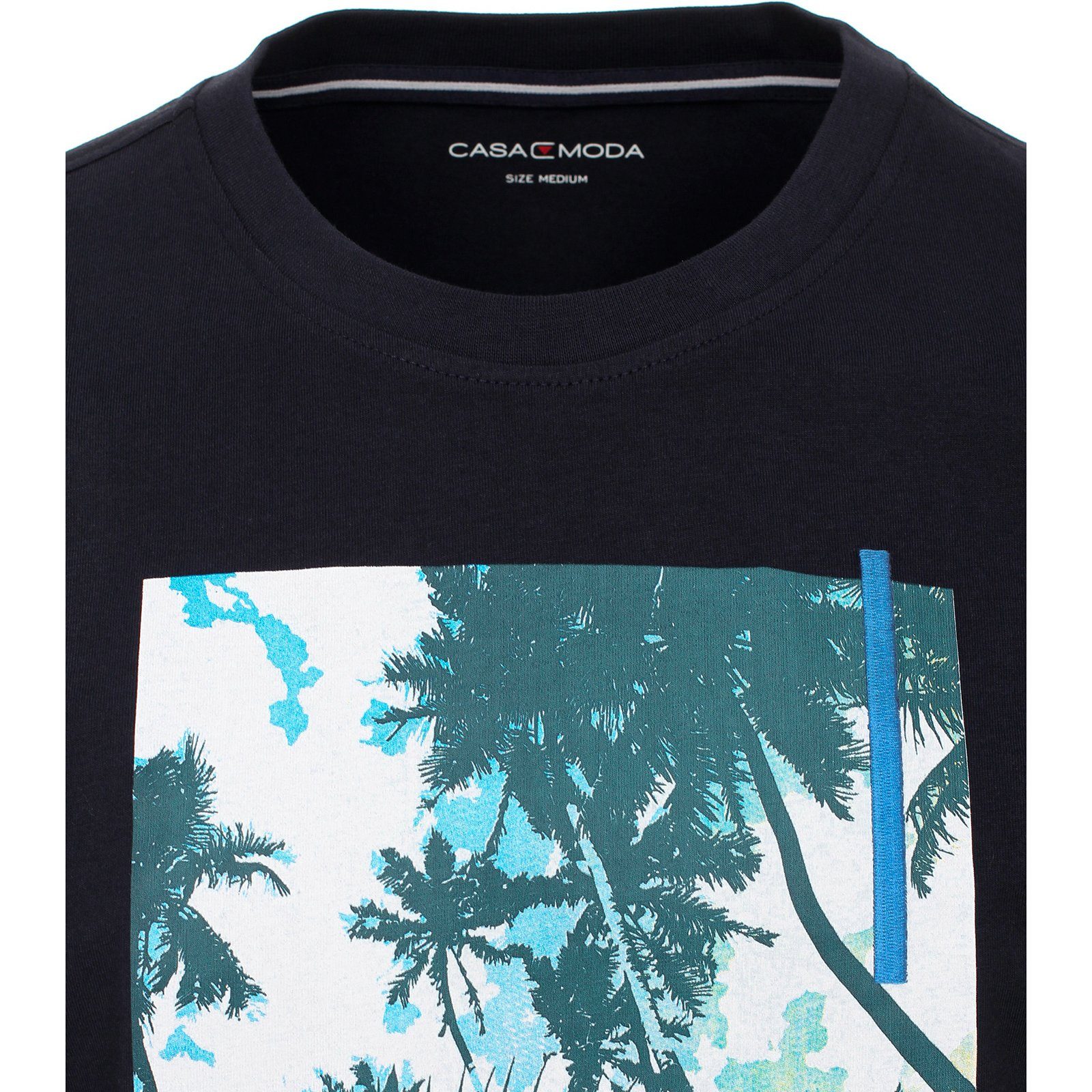 Palmen-Fotoprint T-Shirt Herren Rundhalsshirt Große CasaModa Größen CASAMODA navy