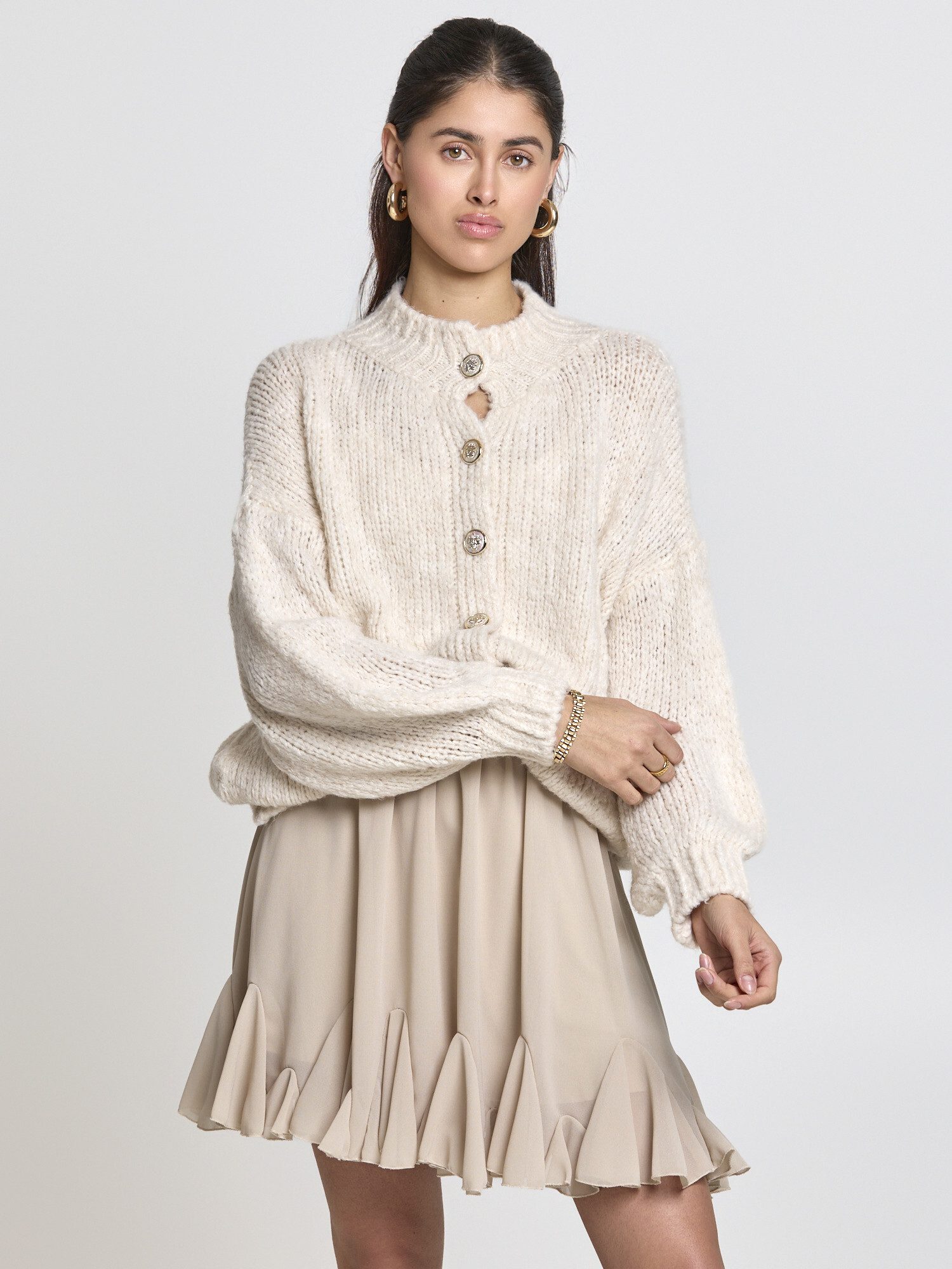 Lilavie Cardigan Paulaa One Size kuschelige Grobstrick Jacke mit Wollanteil günstig online kaufen