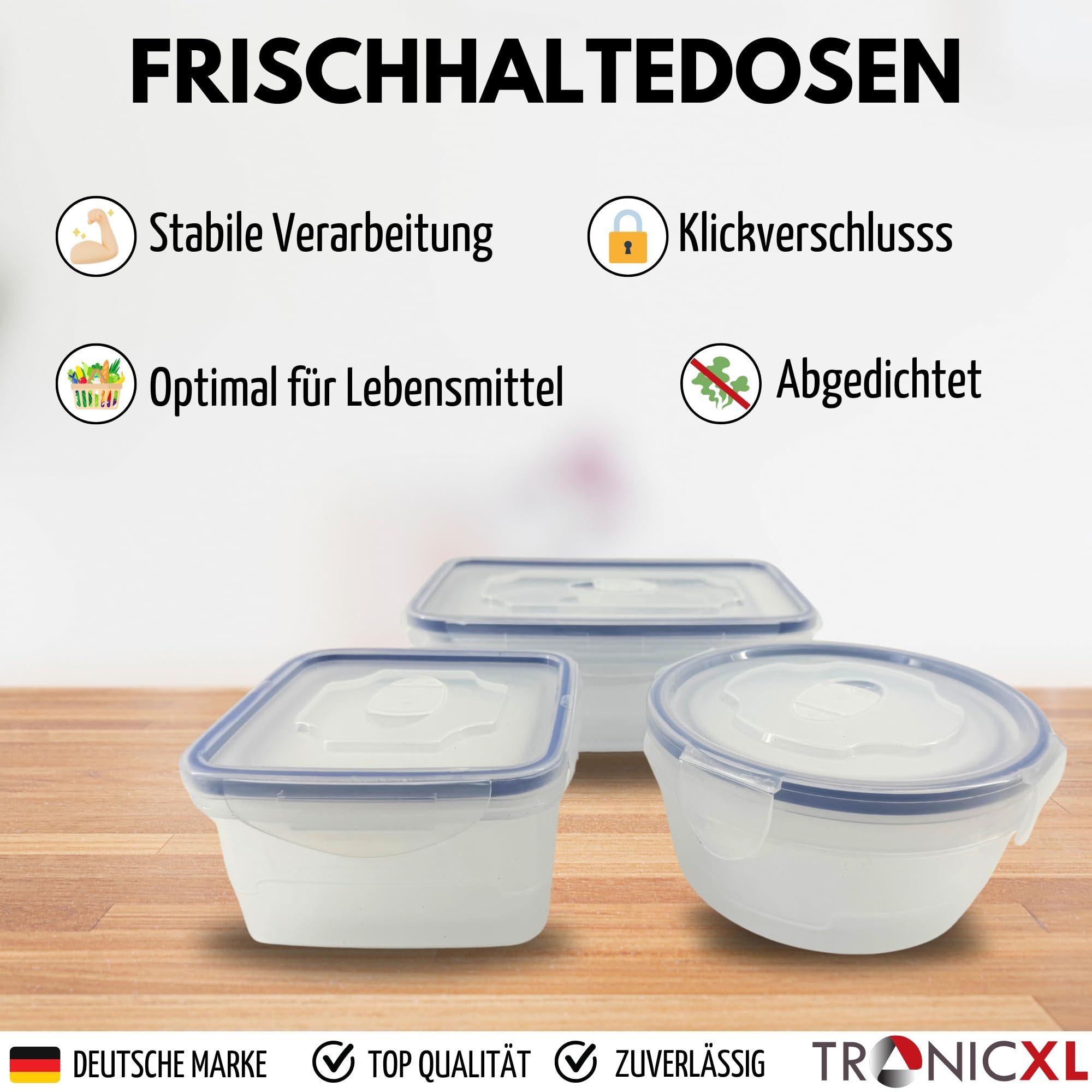 TronicXL Vorratsdose Frischhaltedosen Set Dosen mit Deckel Klick Frischhaltedose Kunststoff, Kunststoff