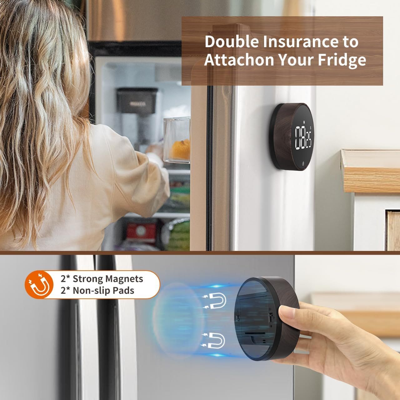 ibettertec Intervall-Timer Küchentimer, digital magnetische Eieruhr mit großem LED-Bildschirm (1), Countdown & Countup,Küchentimer,Magnetischer,Stoppuhr,digitaler Timer