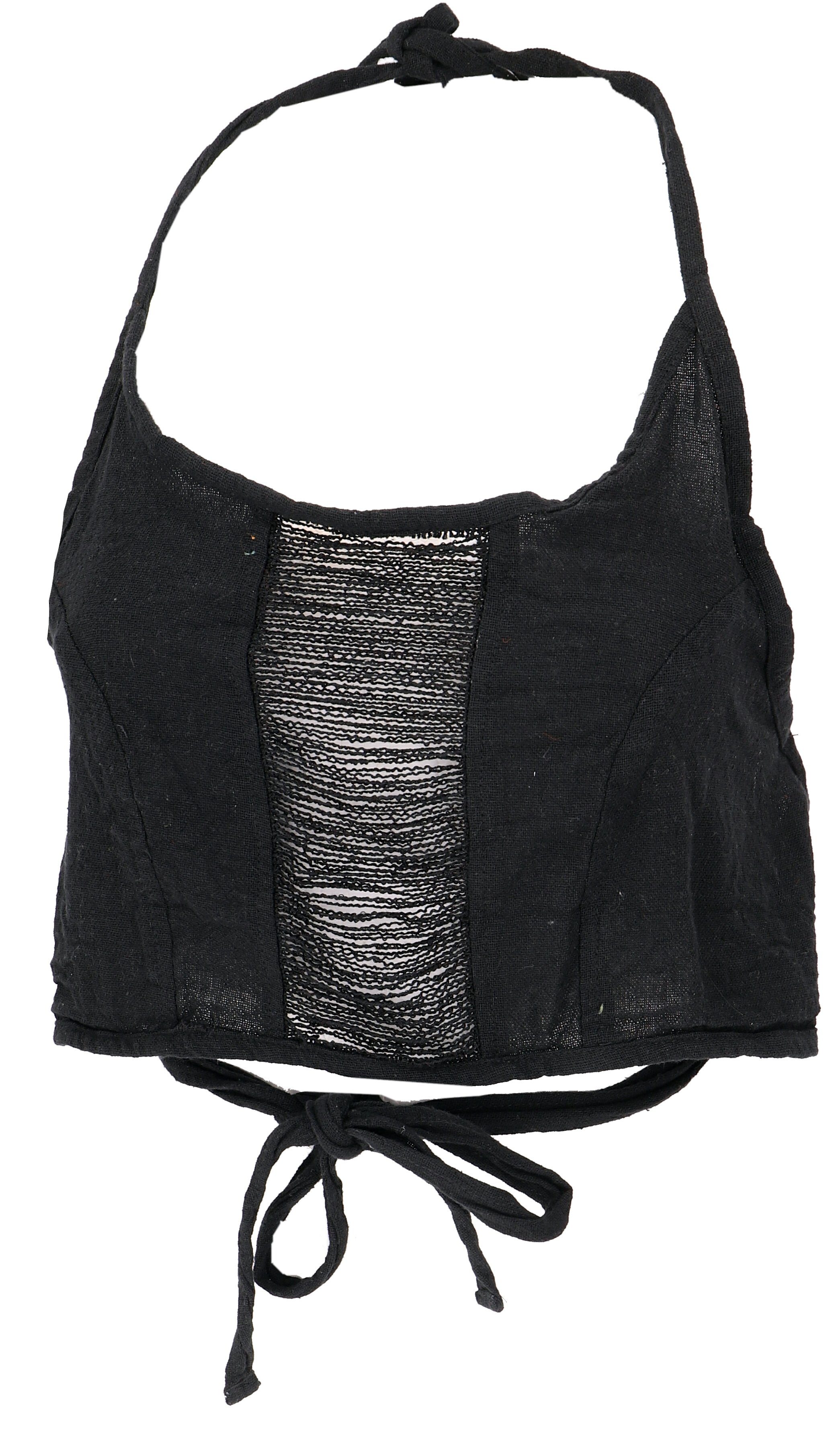 Bekleidung Top Ethno Bandeau Style, Guru-Shop -.. schwarz Festival, Top, alternative Psytrance T-Shirt Neckholder Goa