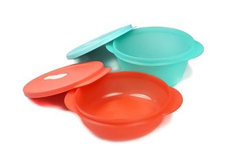 TUPPERWARE Mikrowellenbehälter CrystalWave400ml hellrot+800ml helltürkis+SPÜLTUCH