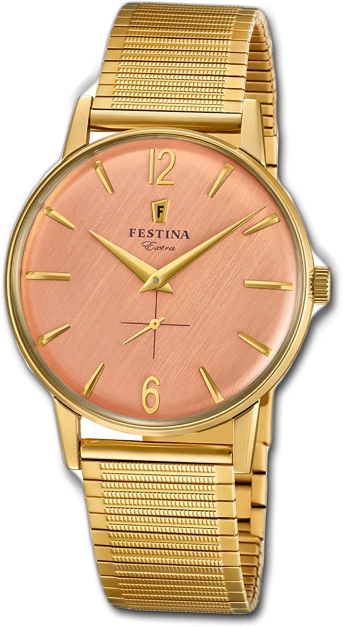 rund, Uhr, Herrenuhr 36mm) (ca. Herren gold, Edelstahlarmband Festina mittel Edelstahl Festina Quarzuhr