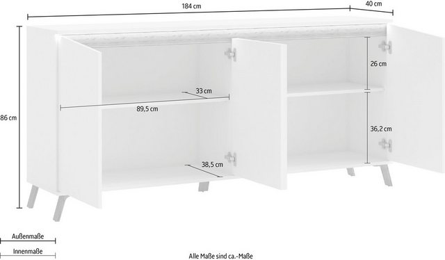 INOSIGN Sideboard »ALADINO«, Breite 184 cm, komplett Hochglanz, ohne Beleuchtung-Otto