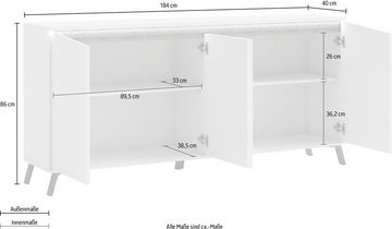 INOSIGN Sideboard ALADINO, Breite 184 cm, komplett Hochglanz, ohne Beleuchtung