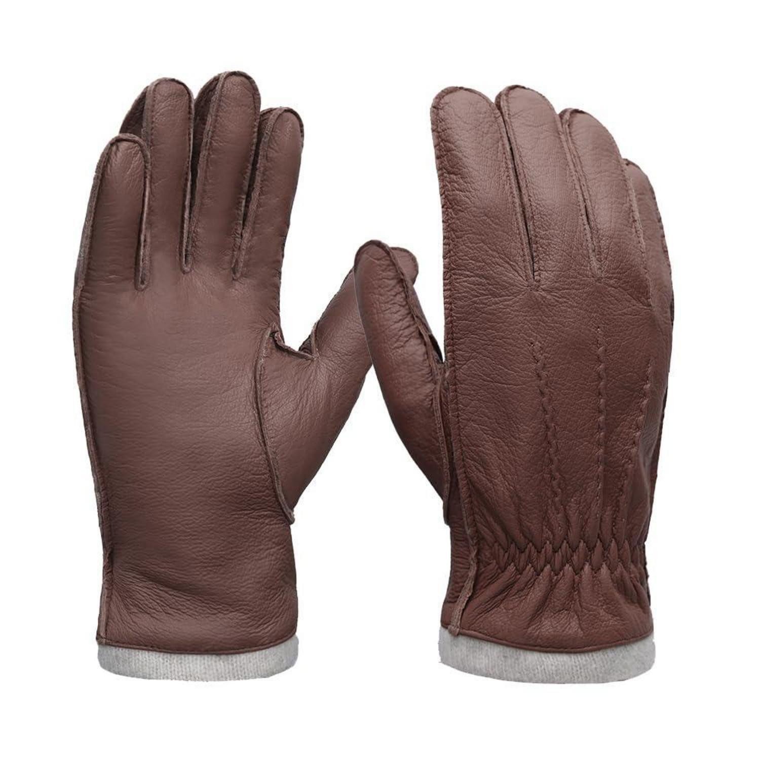 LuxusKollektion Lederhandschuhe Herrenhandschuhe Hirschleder Kaschmirfutter Touchscreen (1-St)
