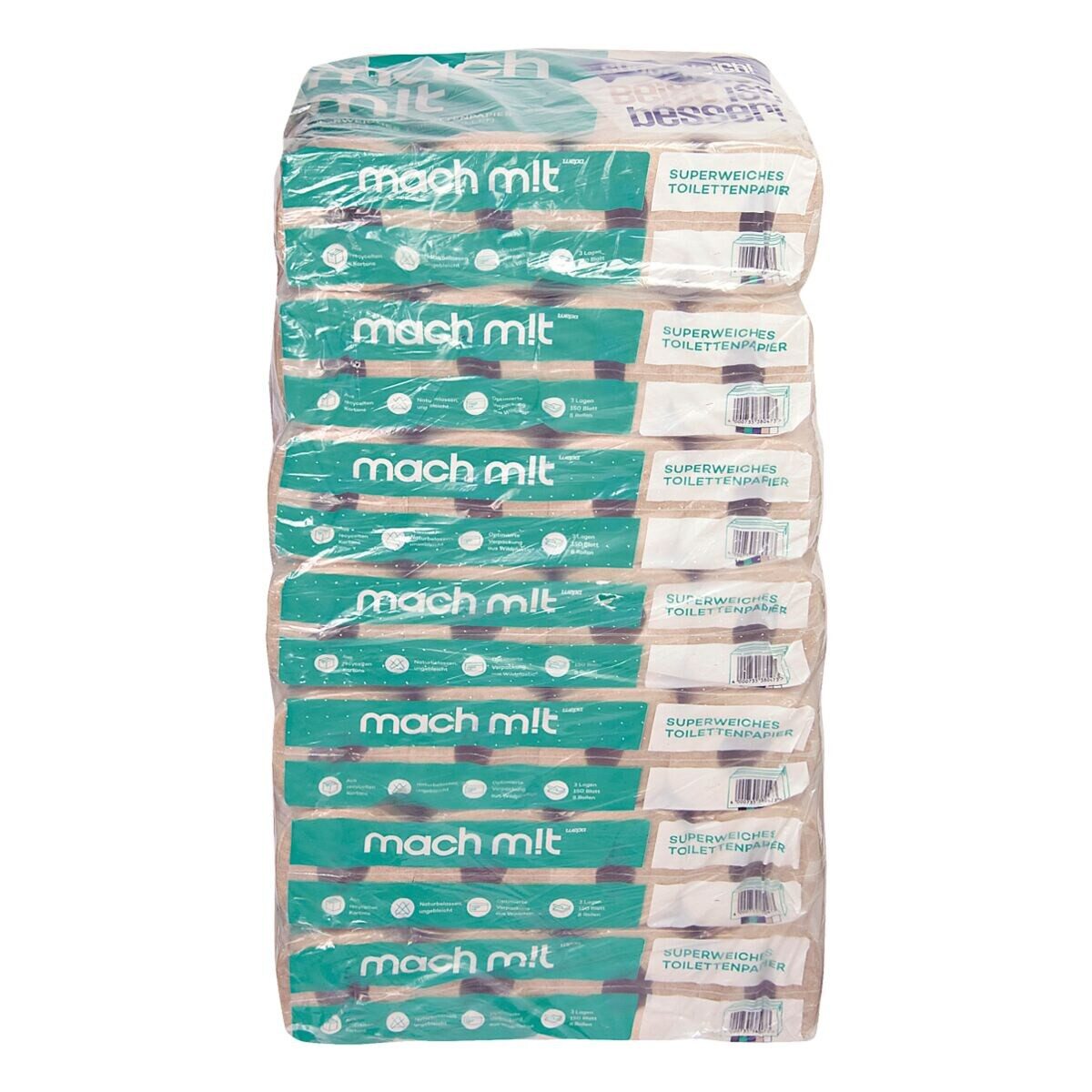WEPASMART Toilettenpapier Mach mit...! (56-St), 3-lagig, 7x 8 Rollen, 250 Blatt/Rolle