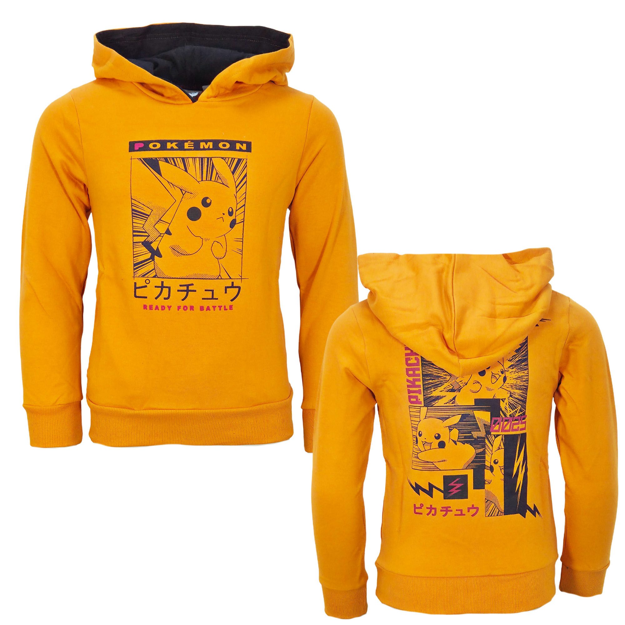 POKÉMON Kapuzenpullover Pokemon Pikachu Kinder Jungen Hoodie Pulli Kapuzenpullover 100% Baumwolle, Gr. 104 bis 152