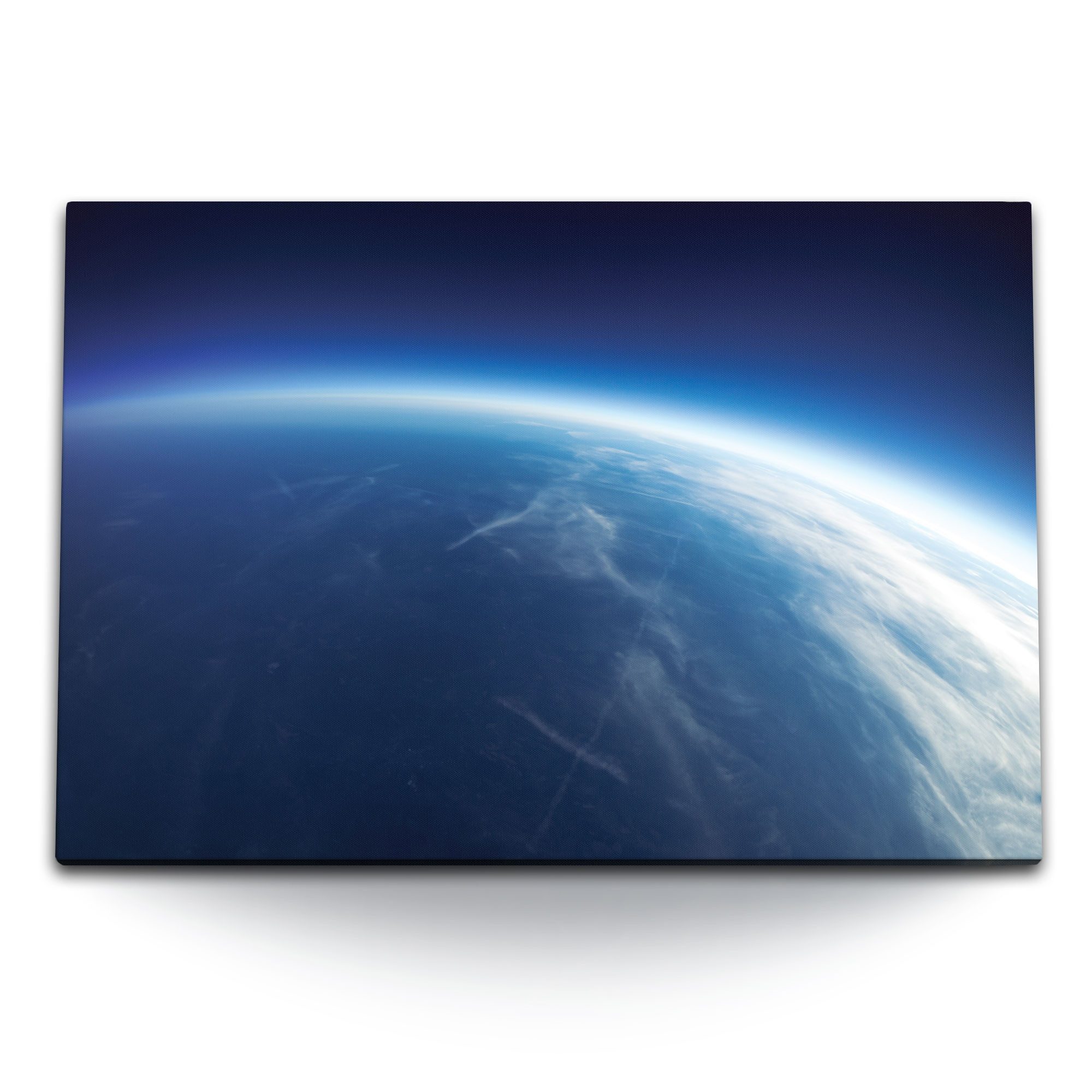 Leinwandbild 120x80cm Wandbild auf Leinwand Blauer Planet Erde Weltall Blau Weltrau