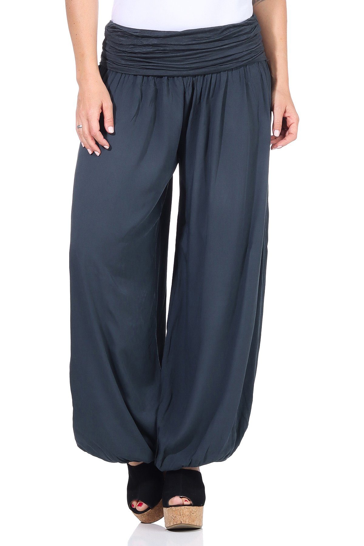 CLEO STYLE Haremshose Damen Sommerhose CL 2403 Dunkelgrau One Size (34-42)