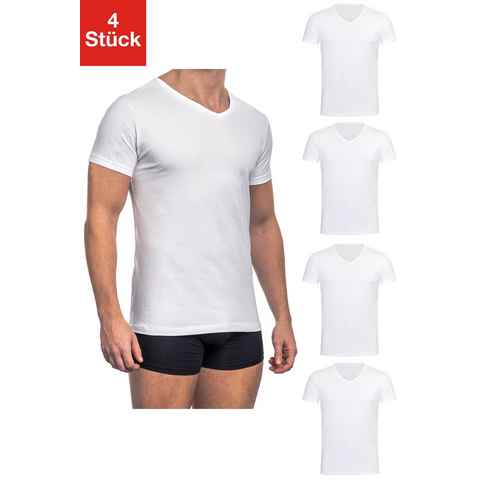 Barrio 13 Unterhemd T-Shirt Business mit Kurzarm und V-Ausschnitt für Herren (Packung, Set, Spar-Pack, Spar-Packung, 4-St., 4er-Pack) Feinripp aus 100% Baumwolle