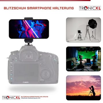 TronicXL Blitzschuh Smartphone Halterung Kamera Befestigung für Handy iPhone Smartphone-Adapter, Foto Zubehör für Nikon Canon Sony