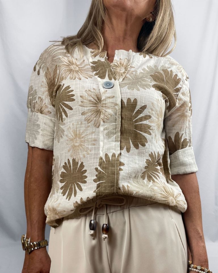 Kurzarmbluse - Sommerliche Kurzarmbluse Damen - mit Blumenprint