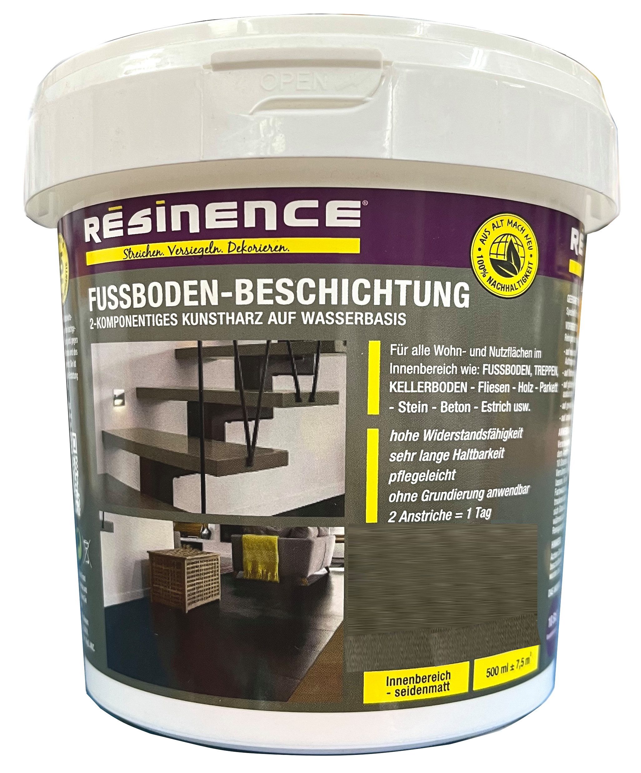 Resinence Kunstharzputz 2 L. Fussboden-Beschichtung, 2 komponentiges Kunstharzauf Wasserbasis