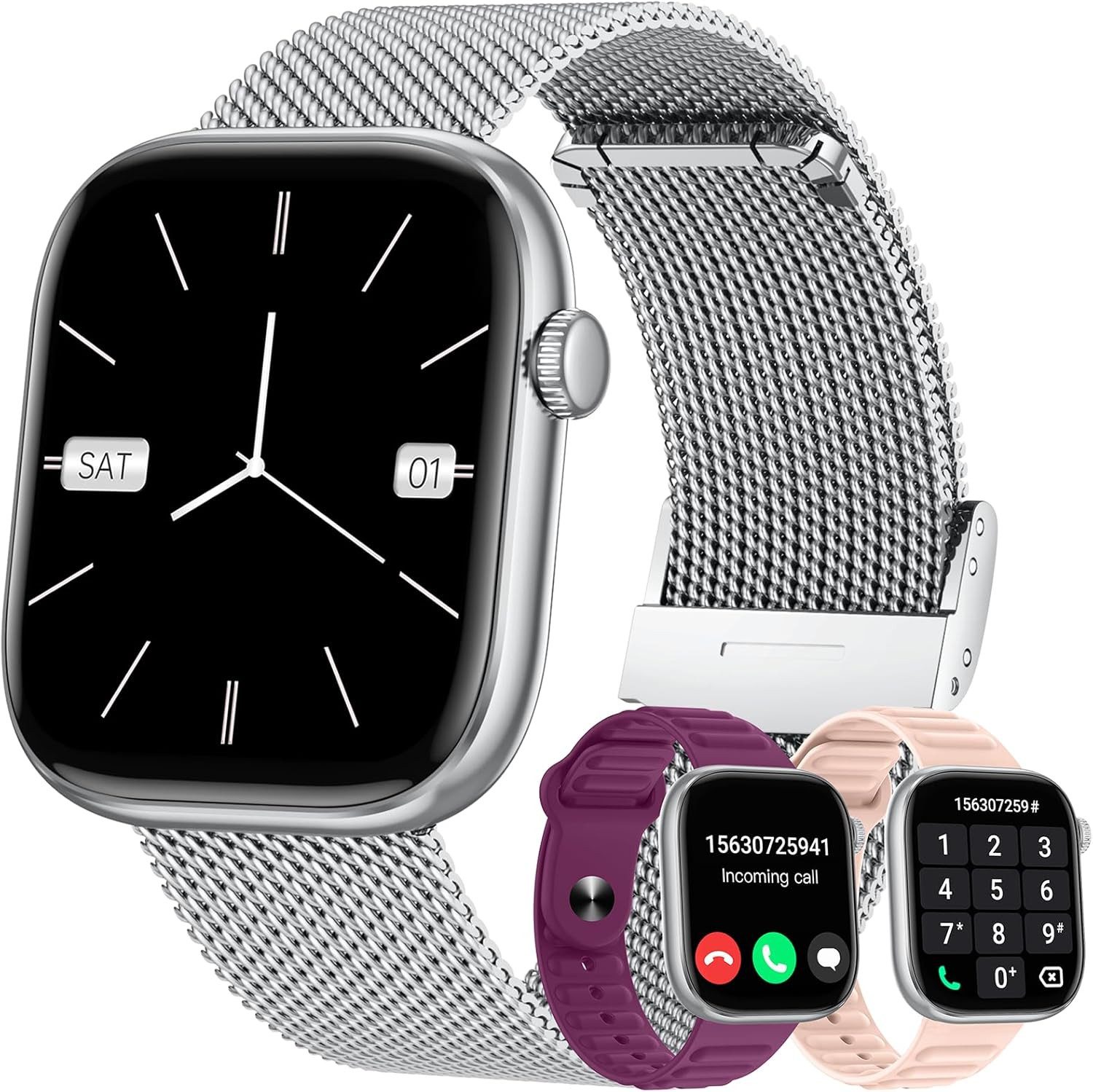 idomars Damen"s Bluetooth GPS; Telefonfunktion mit Gesundheitsmonitor Smartwatch (1,83 Zoll), IP68 Wasserdicht mit SPO2 Schlafanalyse und 23 Sportmodi