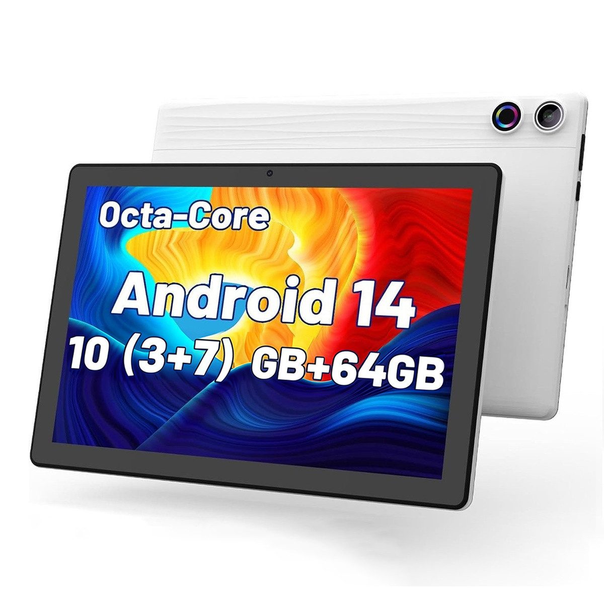 BUFO 10 Zoll Android 14 Octa-Core, 1280x800 IPS HD, 64GB, 5G WiFi Tablet (10", 64 GB, Andorid, 2,4G/5G WiFi, WideVine L1, Gesichtsentsperrung, 10GB RAM (3GB physisch+7GB virtuell)